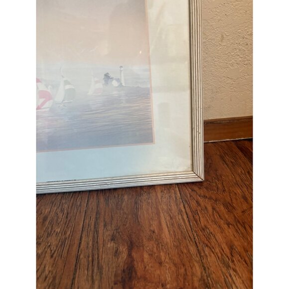 Signed Sailboat Artwork By Nigel Hemming In White Wood Frame glass water READ - Picture 6 of 12